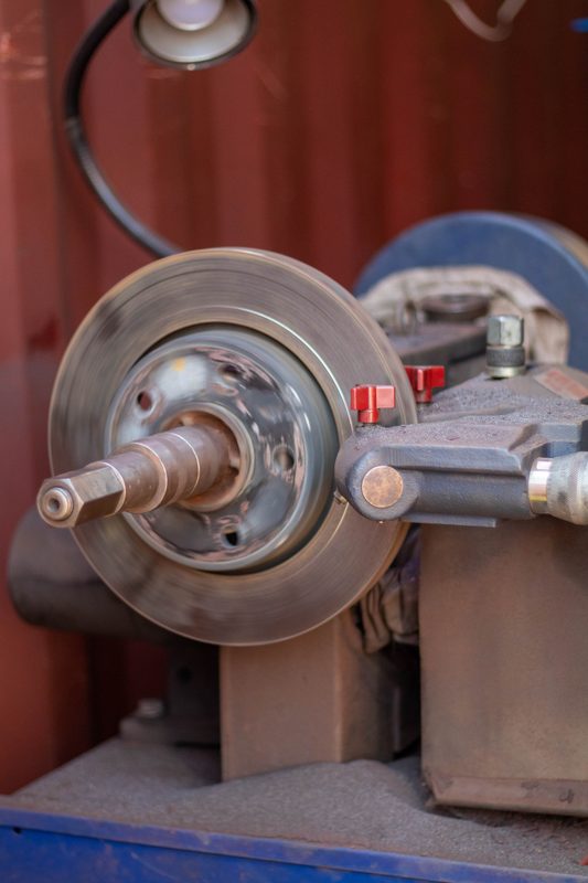 Brake rotor on lathe
